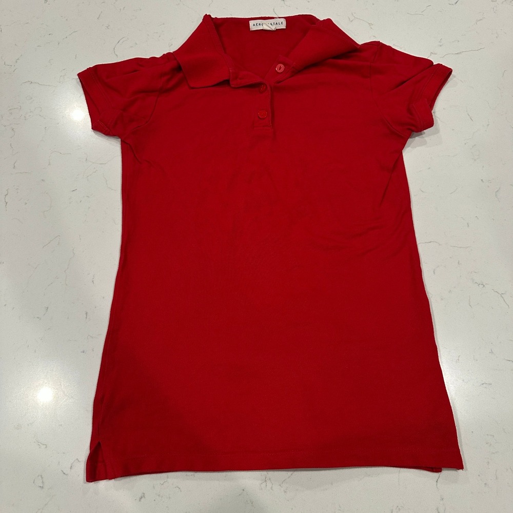Aeropostale Kids Red Short Sleeve Polo Shirt School Uniform Size Medium